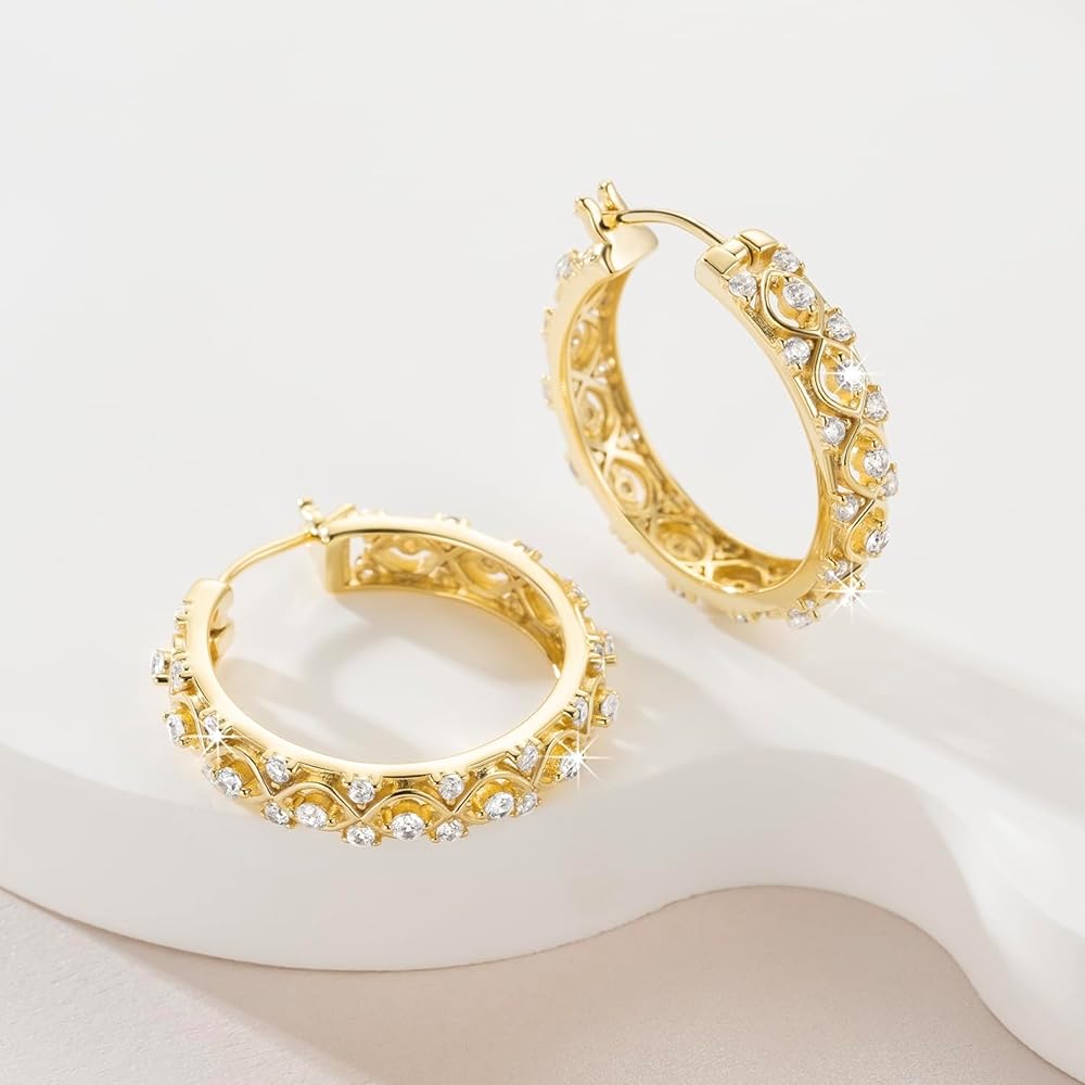 Amazon.com: 14K Gold Hoop Earrings Unique Earrings Petal-Cut