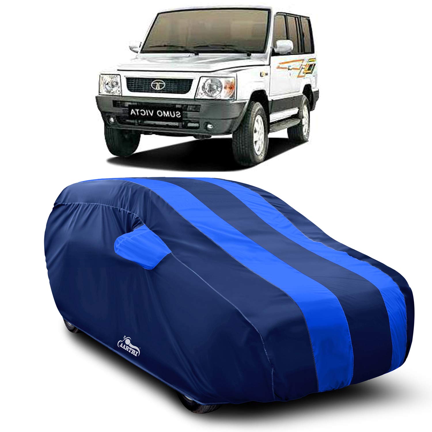 Cover Lab Presents Prime Quality Water Resistant Car Body Cover Compatible with Tata Sumo Victa (Royal Blue with Mirror)