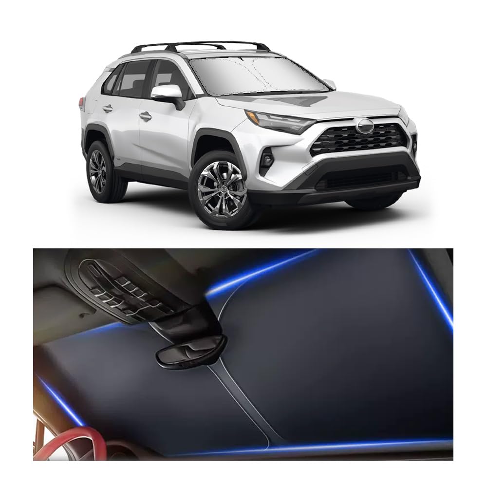 Car Windshield Sun Shade Compatible with Toyota RAV4 2019-2025,Oxford Cloth Sun Shade for Car Windshield with Foldable Design,Windshields Cover Suns Shades for Blocking Heat with Storage Bag for Toyota RAV4 2019-2025