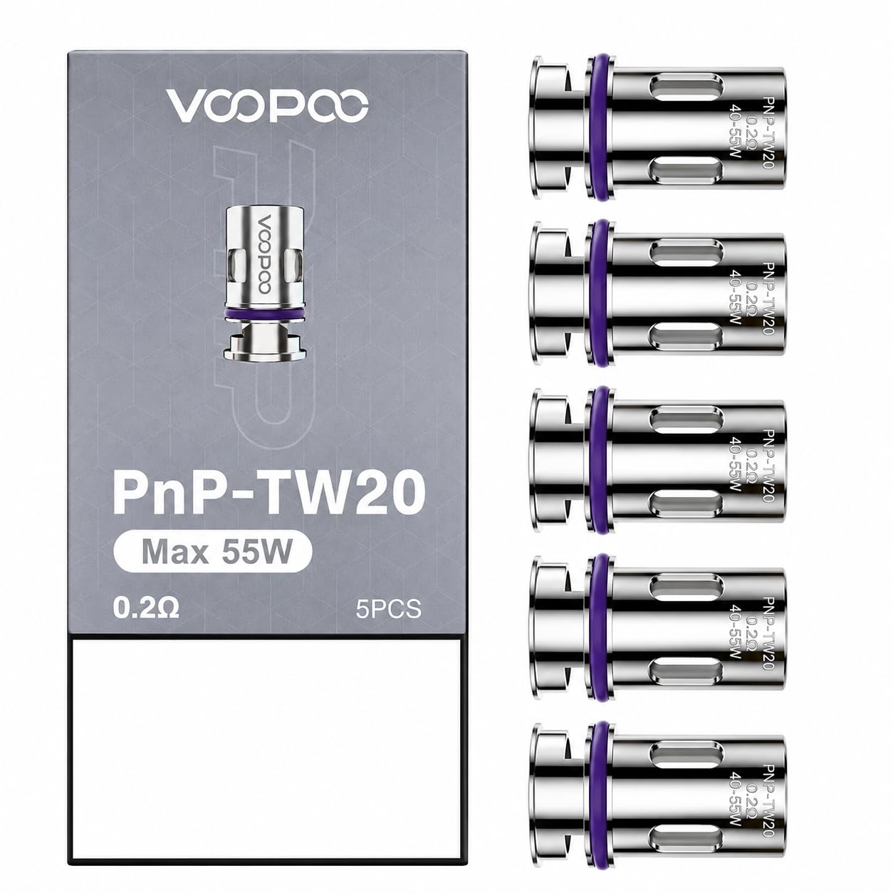 VOOPOO PnP TW20 Replacement 0.2 Ohm Dual-In-One Mesh Coils [Pack of 5]