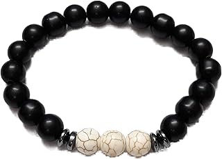 Bracelet Made of Matte Onyx & White Fayrouz and Hematite