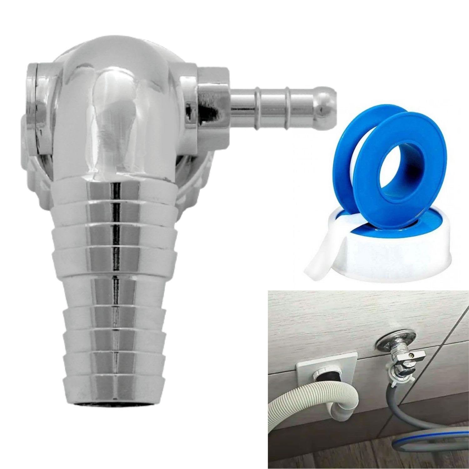 Attacco Doppio Per Lavatrice E Asciugatrice - Connettore Plastica Con Ugelli Angolari, Antiriflusso - Foto 10