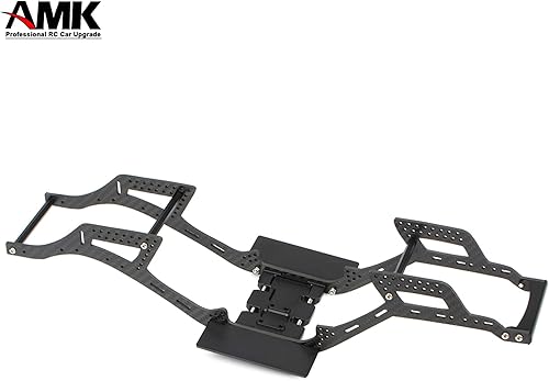 Miniatura 3 de AMK Fibra de carbono LCG SCX10 II Chaissis Frame Rieles DIY 12.323 in Wheelbass 110 RC Crawler Kit de constructor de cuerpo con deslizadores de roca