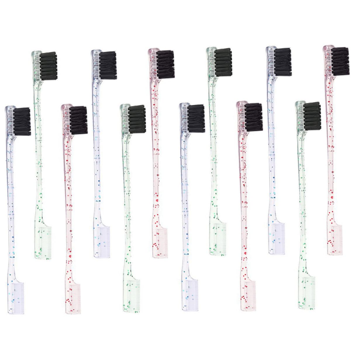 BELLIFFY Long-lasting Eyebrow Brush 12pcs Dual Tip Set Shape Comb Brows Compact Portable Makeup Tool