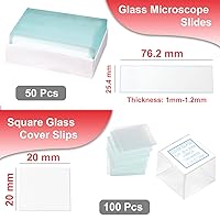 Vista 2 de Diapositivas de microscopio de vidrio transparente 50 piezas, diapositivas de microscopio en blanco con bordes rectos de 1" x 3" con 100 piezas