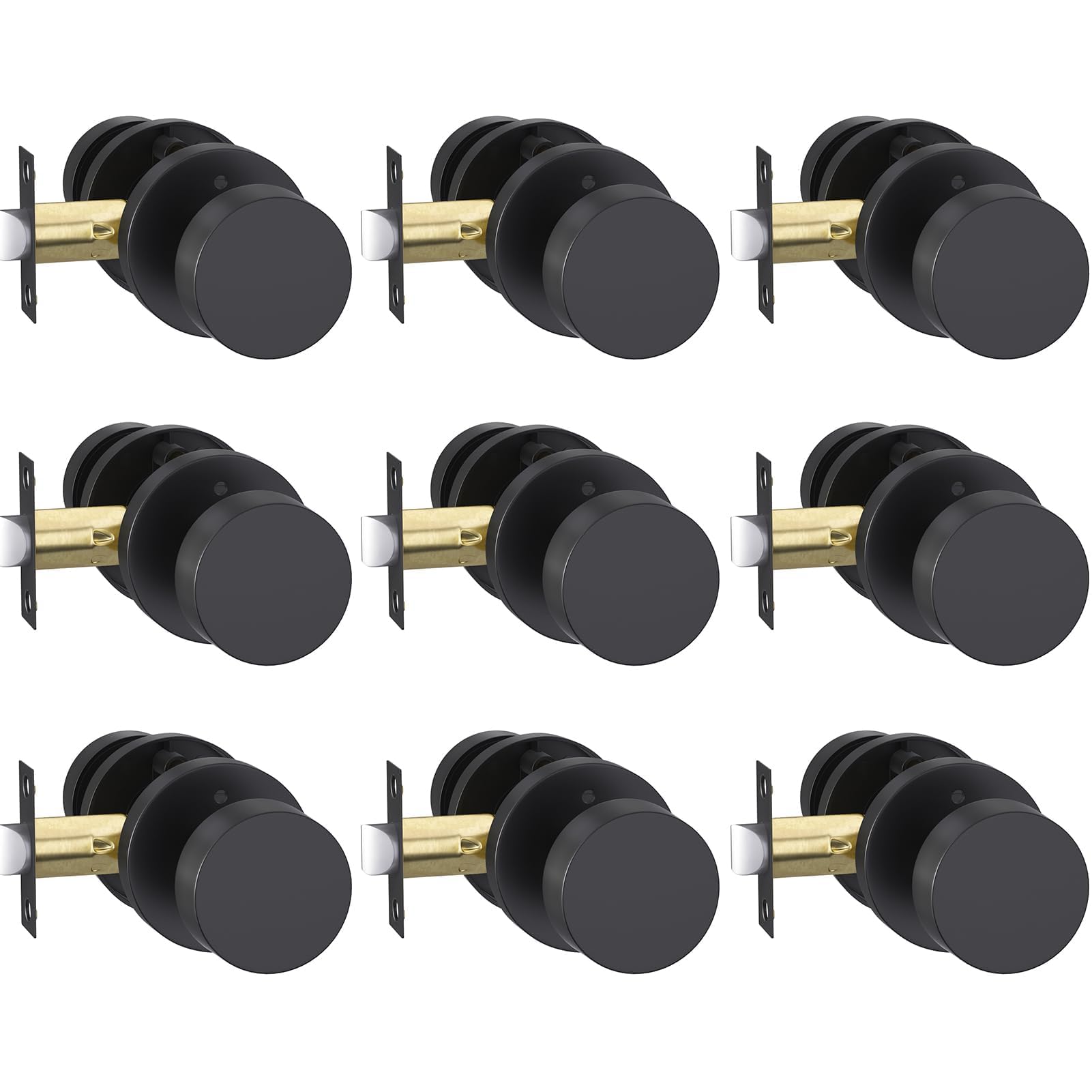 Goldenwarm Matte Black Door Knobs - 6 Pack -11