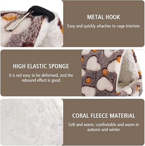 Miniatura 2 de MiOYOOW Cama de invierno cálida para hámster, hamaca colgante de loro para el hogar, cama suave para mascotas pequeña con diseño de gancho para