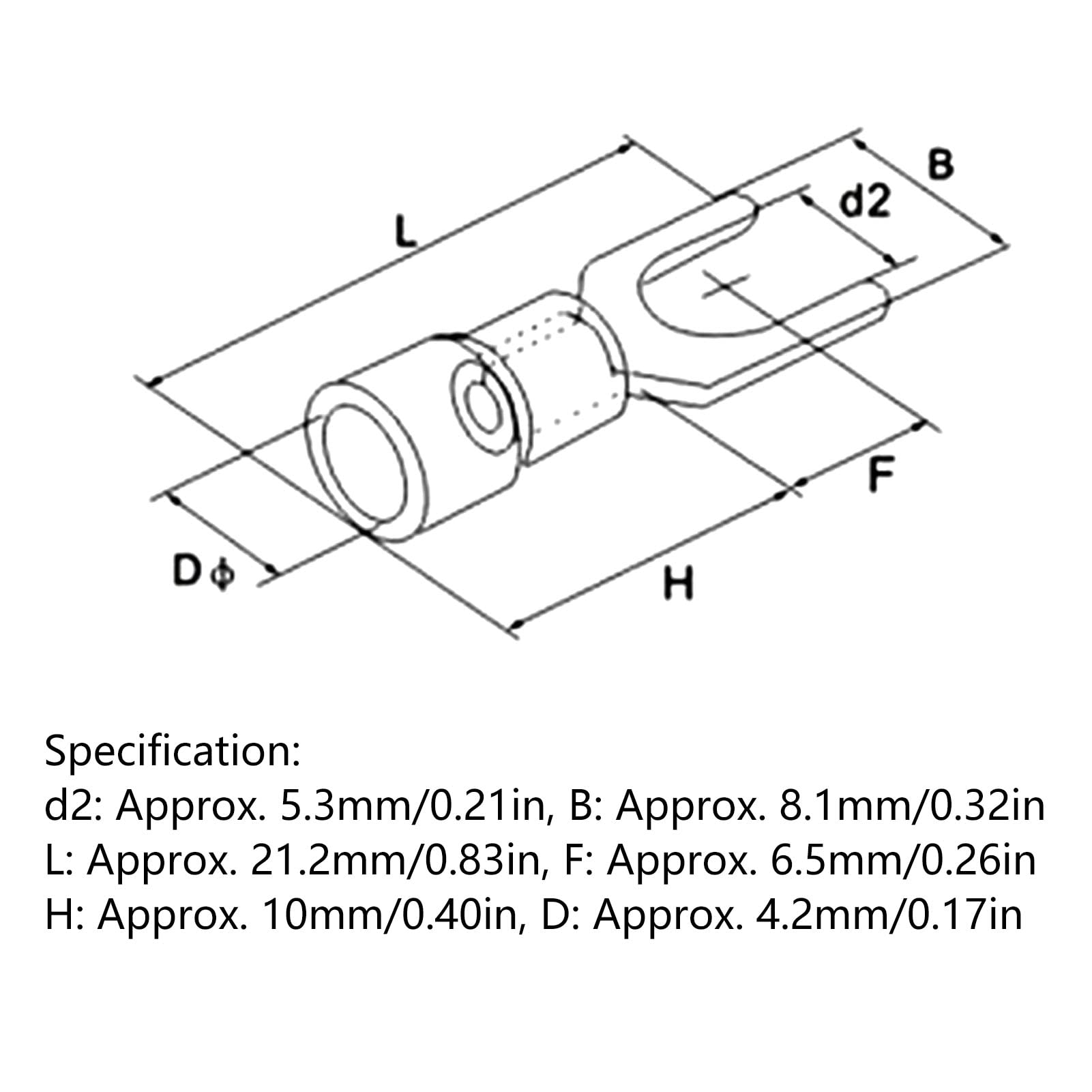 ANKROYU 100PCS SV1.25 5 Insulated Fork Spade Wire Connector, Copper Fork Spade Wire Connector, Insulated Wire Electrical Connectors for Electrical Equipment
