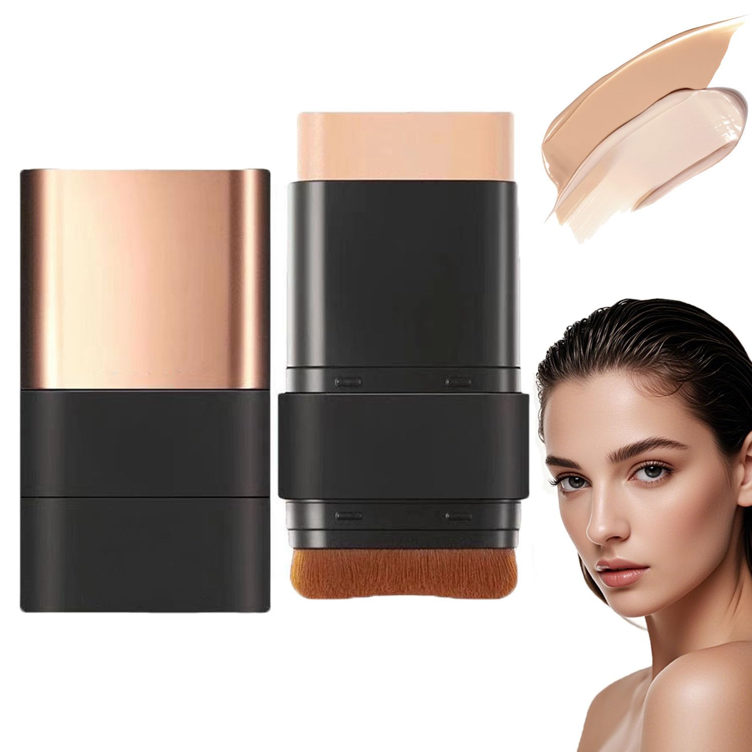 Dual Ended Eraser Foundation Stick 3 in 1-Luxury Anti-Wrinkle Foundation Stick 2 in 1 Double Head Tinted Moisturizer