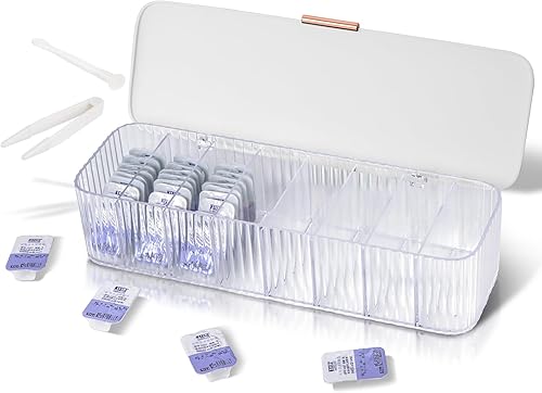 Miniatura 1 de P-80 Organizador diario de lentes de contacto con removedor y pinzas, dispensador de lentes desechable, caja de plástico transparente para todas las