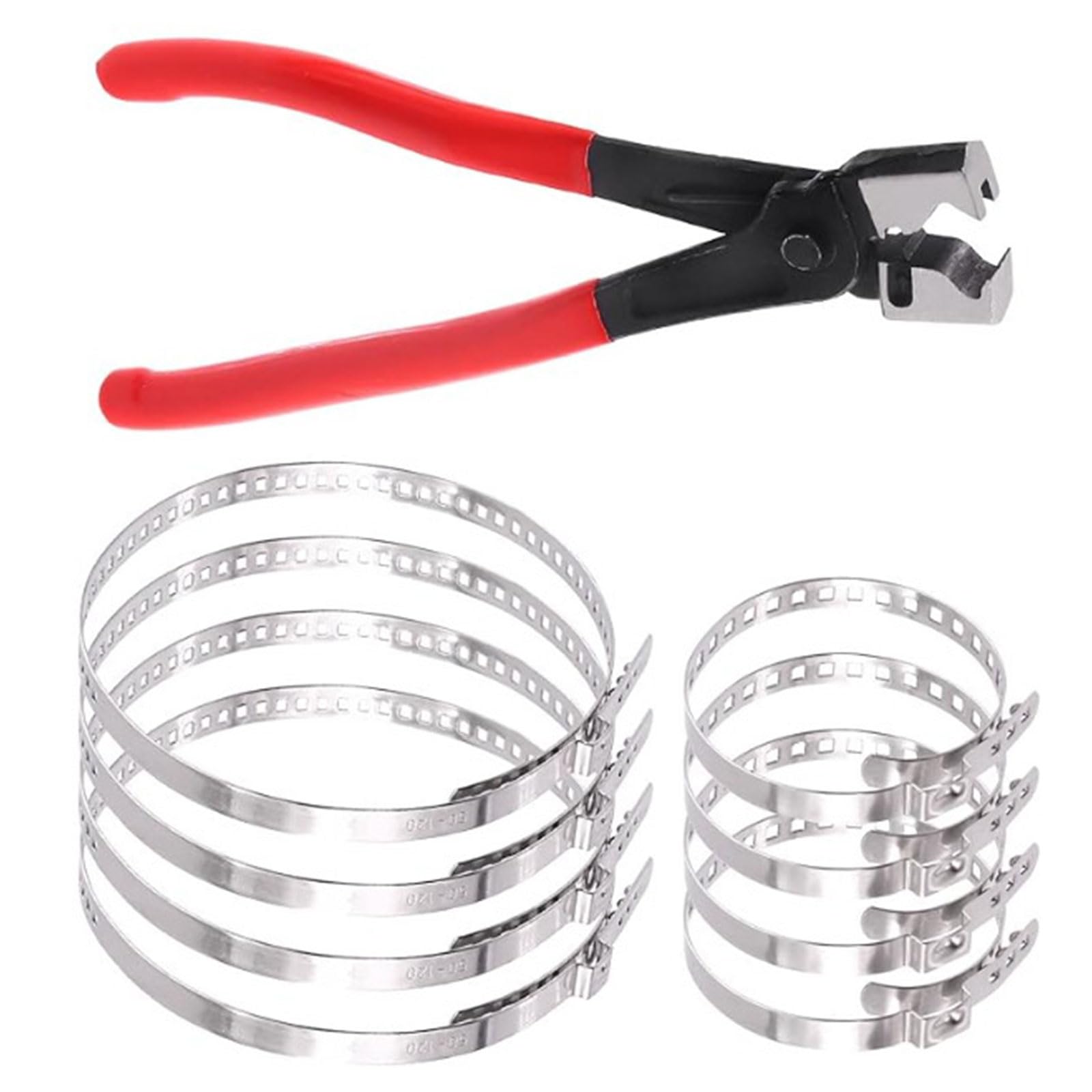 Oxxggkao 9Pcs Universally Tube Clamp Pliers Set Cv Boot Clamp With 8Pcs Crimp Bands For Auto Repair Work Hose Crimping