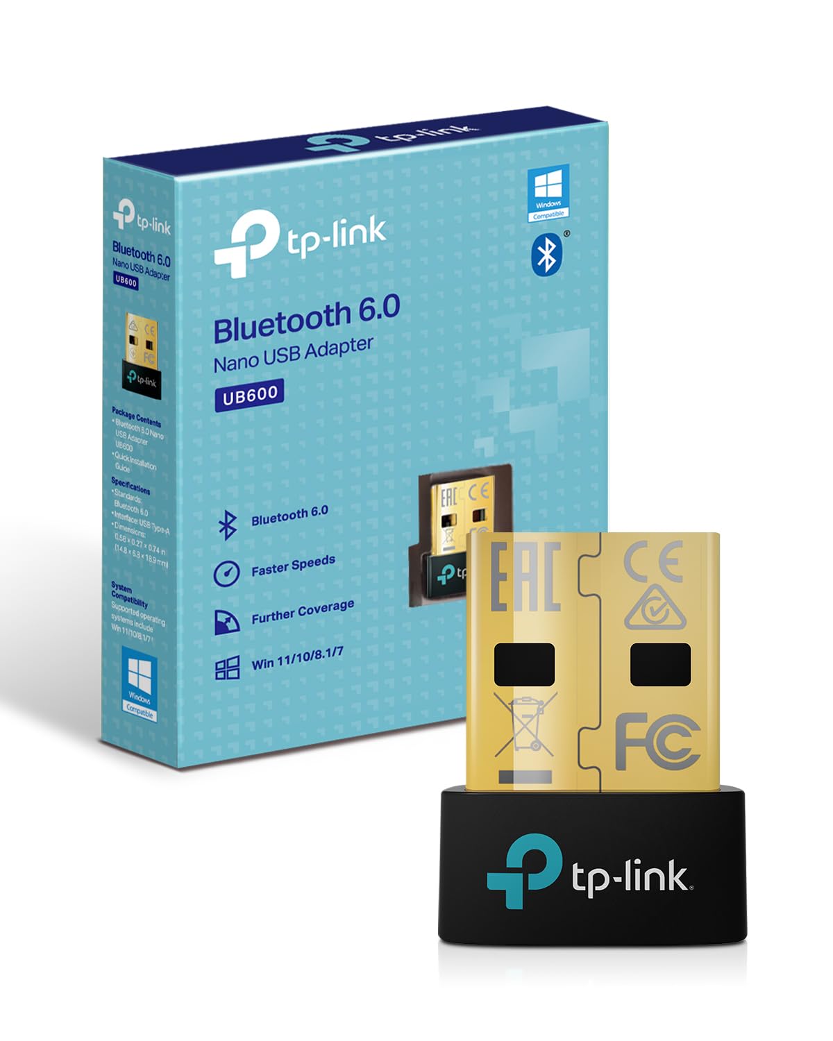 TP-Link UB600 Nano | Bluetooth 6.0 USB Adaptör | Yeni Nesil Yüksek Güvenlik ve Kararlılık | Kablosuz PC Alıcı | Windows 11/10/8.1/7 Uyumlu | Tak-Unut Mini Tasarım | Bluetooth Dongle