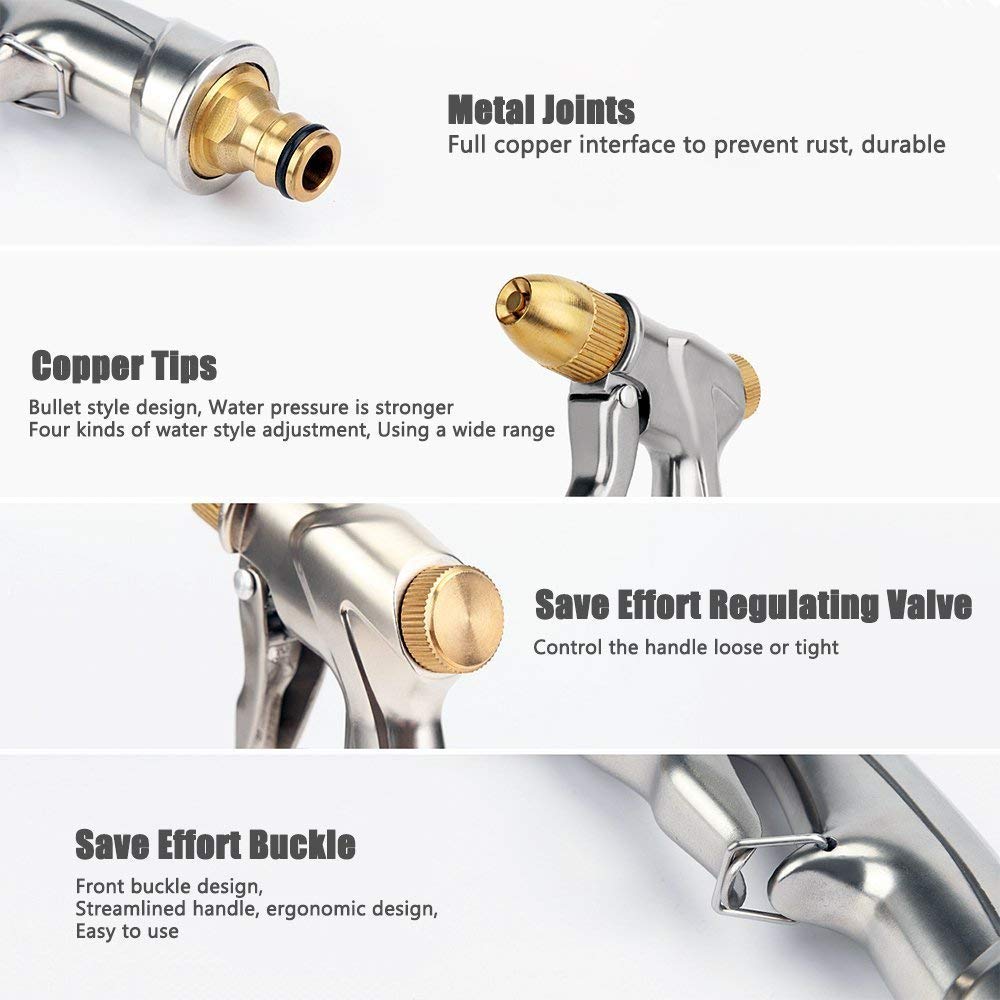 LATERN Pistolet d'arrosage de Tuyau de Jardin avec buse en Laiton, pulvérisateur d'arrosage à Main en Alliage de Zinc à Haute Pression pour Lavage de Voiture /arrosage de pelouse