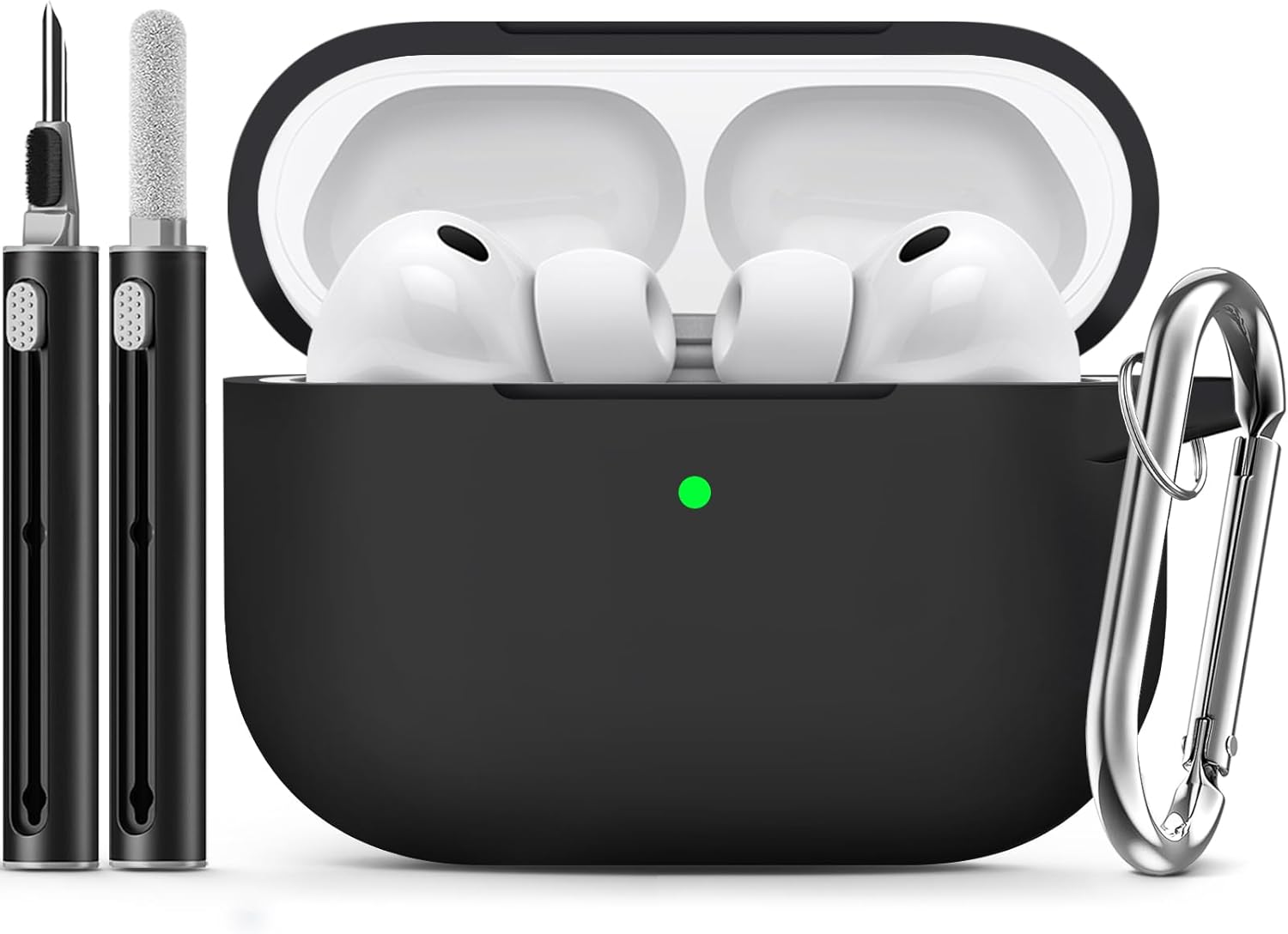 Ljusmicker for AirPods Pro 3 Case 2025 with Cleaner Kit,Soft Silicone Protective Cases for Apple AirPods Pro 3rd Generation Case for Women Men,AirPod Pro 3 Cases Cover Accessories with Keychain-Black