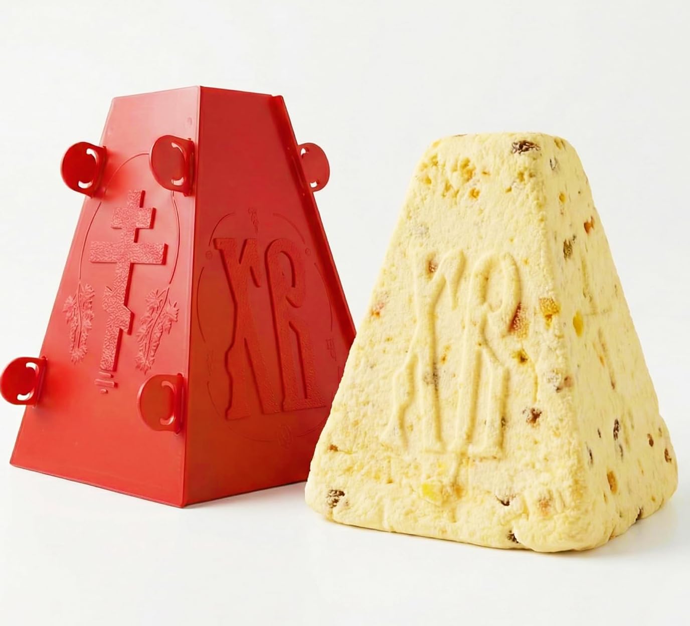 Photo 1 of 1KG Russian Orthodox Easter Paska Pascha Paskha Xb Cheese Tvorog Mold | Kulich Pasha Mold for Making Easter Pie in Orthodox Easter Day (red)