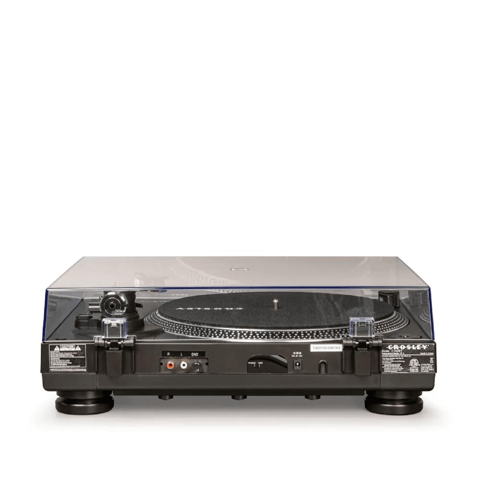 Crosley Giradischi C100BT - Lettore in vinile a 2 velocità, giradischi domestici per dischi in vinile, giradischi Bluetooth out, preamplificatore integrato, cartuccia audio-technica, nero