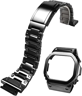 MOD Kit Metal Watchband and Watch Case Compatible with Casio For G-SHOCK Men's DW-H5600 316 Stainless Steel Bracelet Band Strap and Bezel