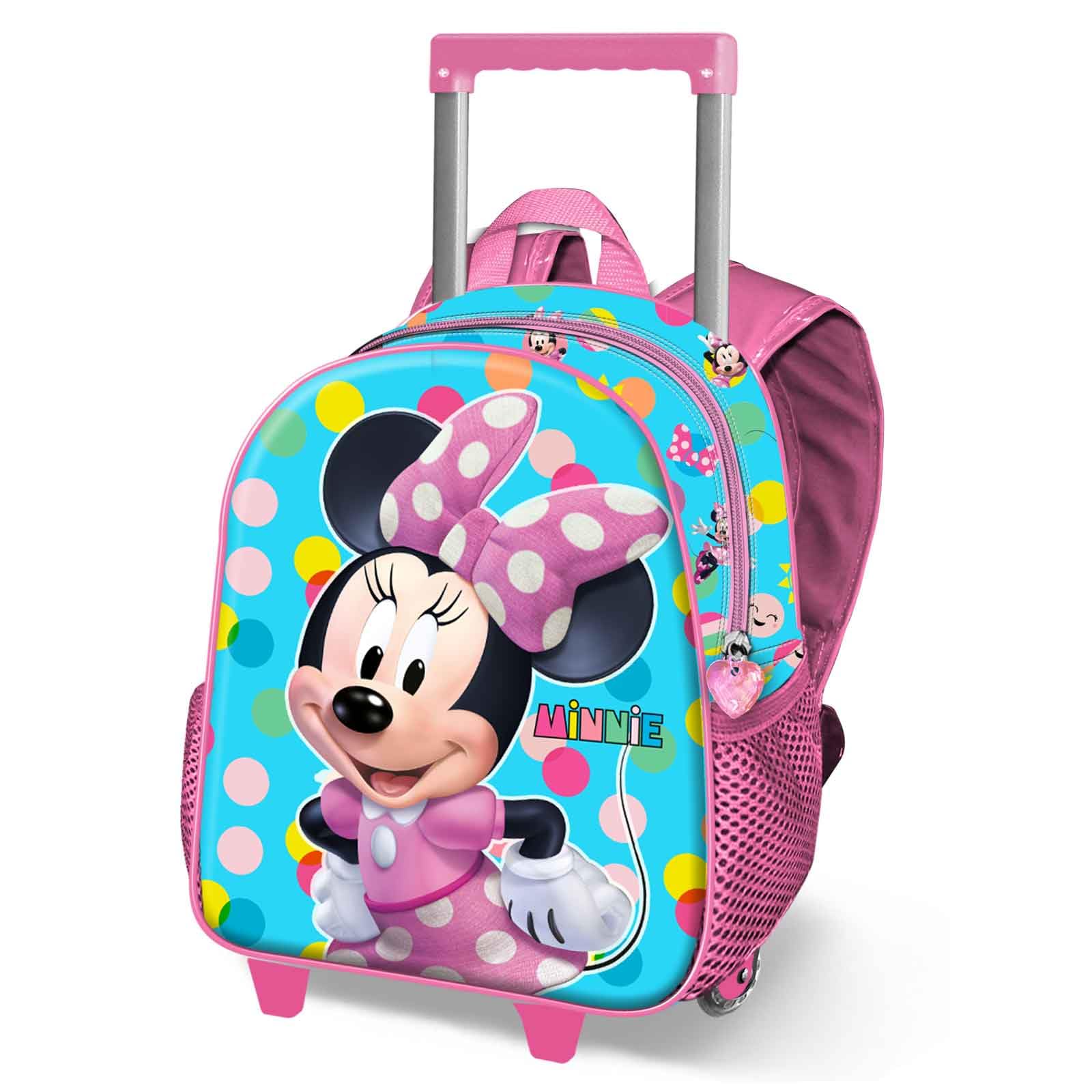 Disney Minnie Mouse Fancy-Mochila 3D con Ruedas Pequeña, Azul, 26 x 34 cm, Capacidad 12,5 L