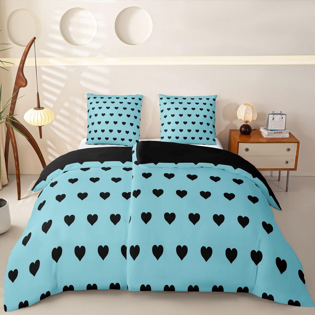 Homewish Liebesherzen Cyan Microfaser 135x200 Bettwäsche 4teilig