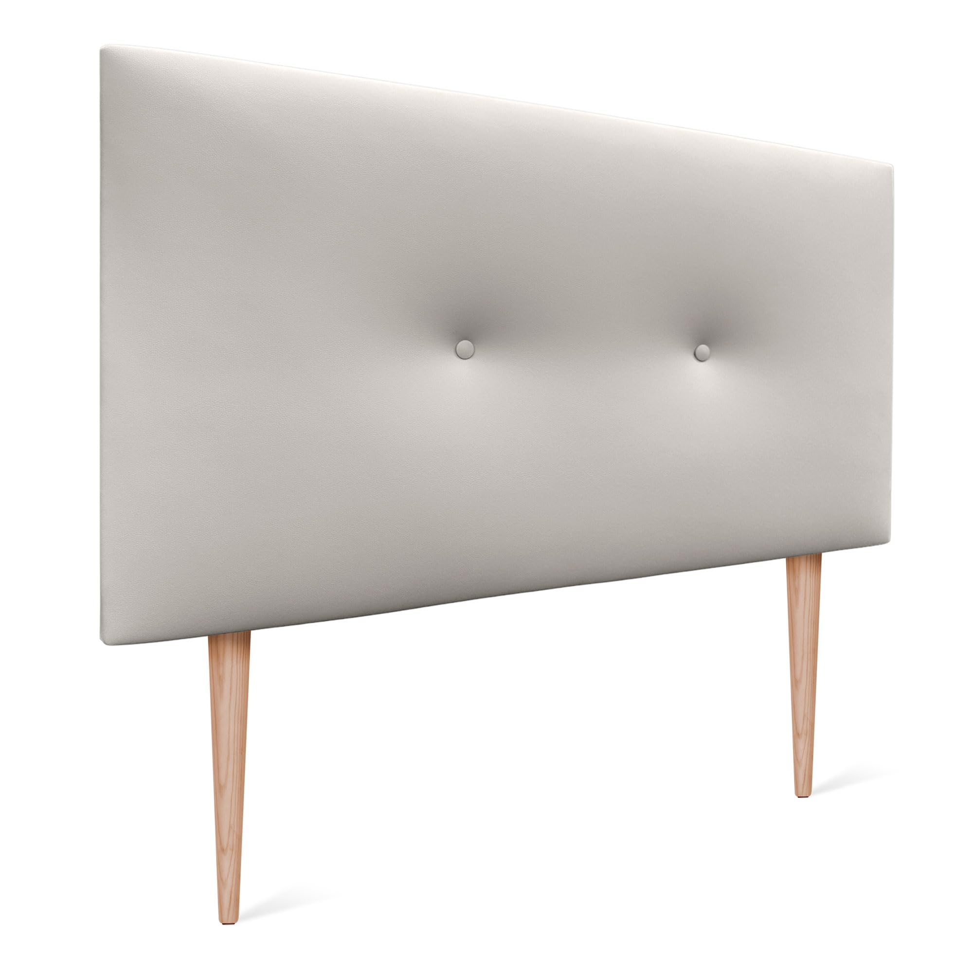 DHOME Cabecero de Polipiel o Tela Acualine Liso con Botones y Patas Tapizado de Alta Gama Cabezal Lujo Cama Dormitorio Moderno Acolchado (Polipiel Blanco Hueso, 90x105cm (Camas 80/90))