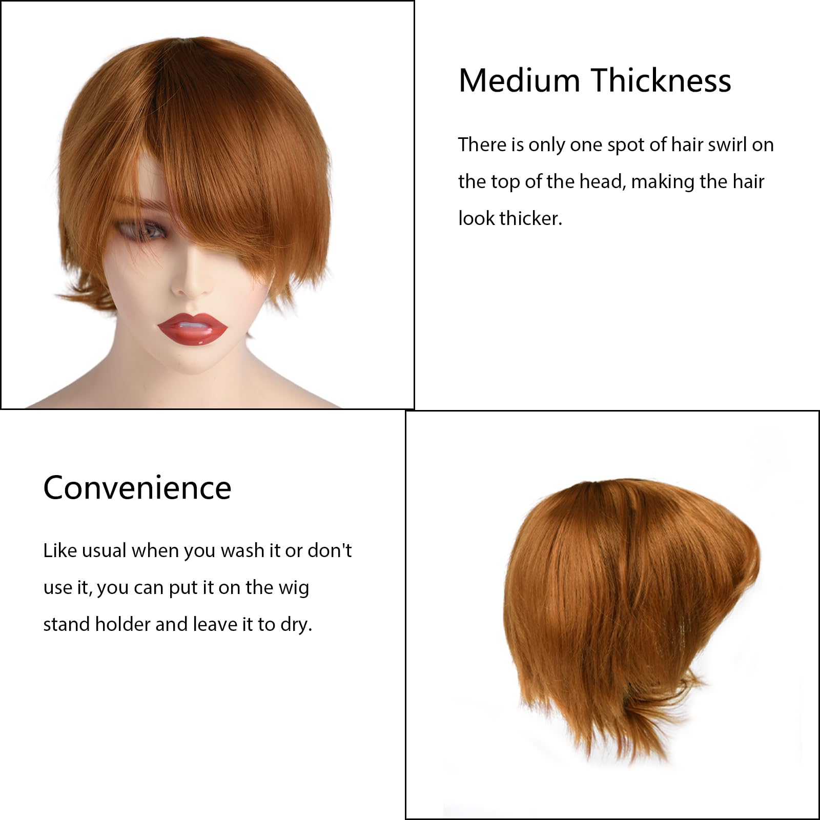 BUYOGET Cosplay Wigs Short Brown Natural Layered Straight 8 Inches Universal Costume Wigs for Men Women Halloween - Image 4