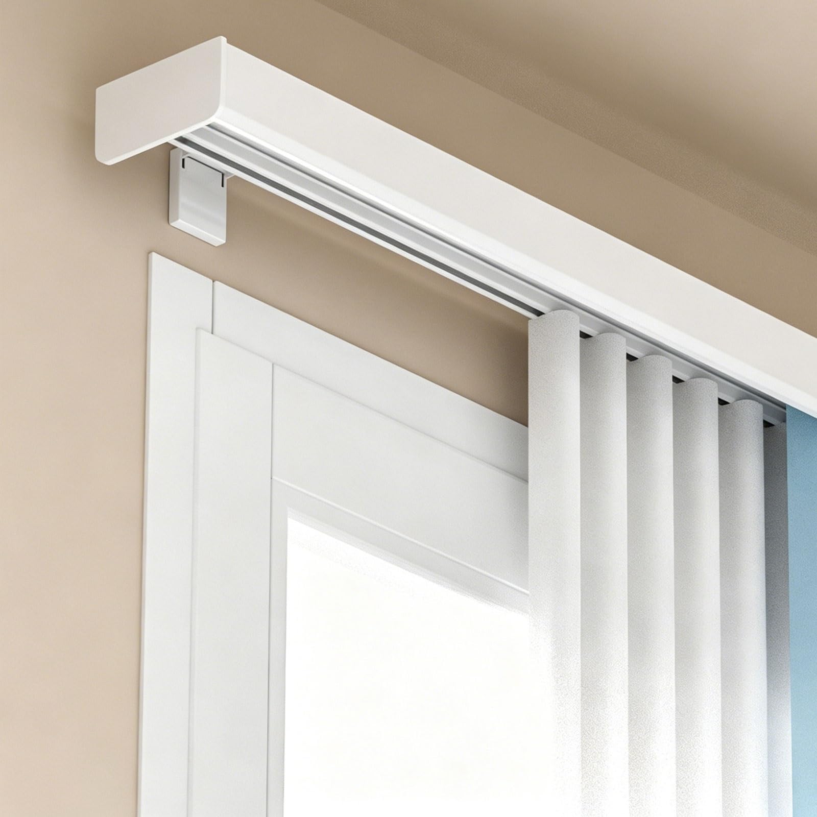 Double Row Curtain Track Ceiling/Wall Mounted, Three-in-One Rod Heavy-duty Pelmet Box For Bedroom Living Room Window(Side-mounted,3.3m/10.8ft)