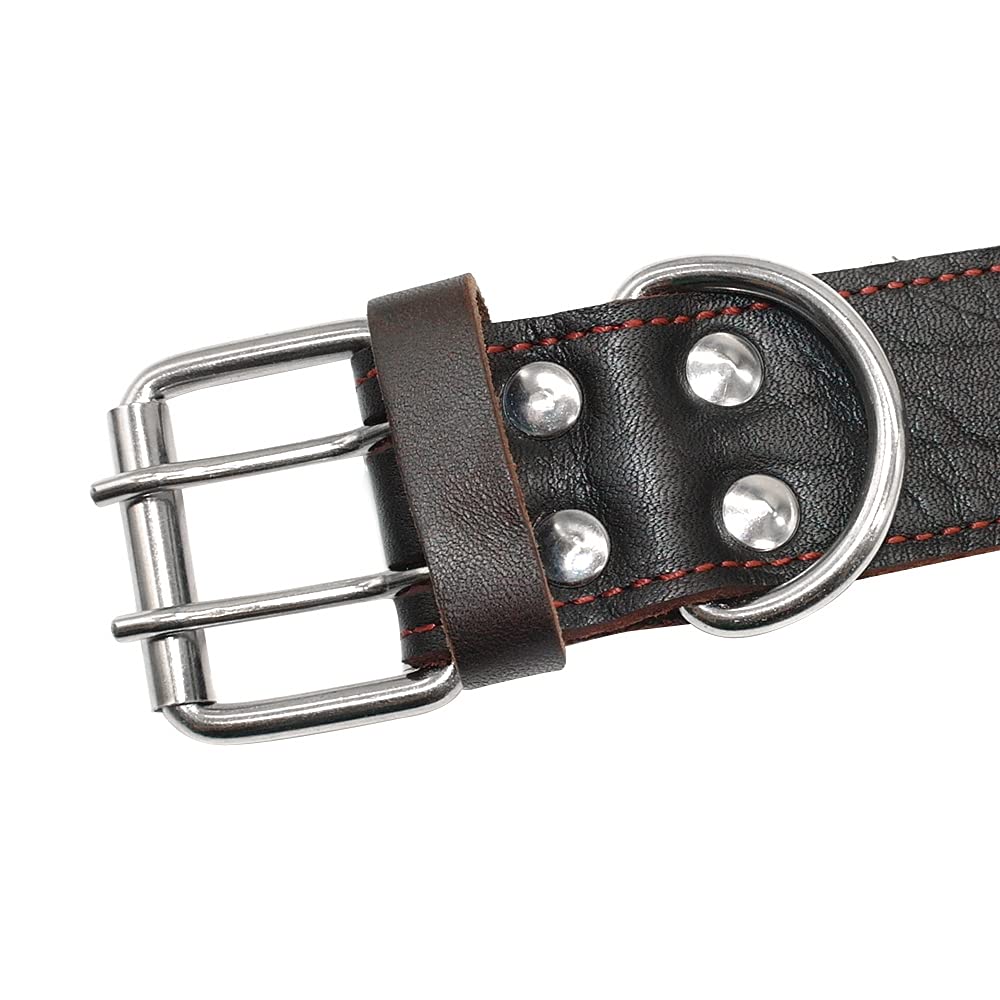 PET ARTIST Collar de perro de cuero genuino con asa resistente para perros medianos y grandes y entrenadores Boxer Doberman Pitbull Bulldog