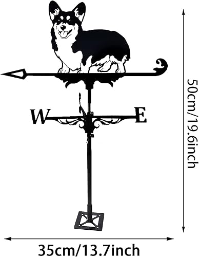 Miniatura 2 de Veleta para techo creativo Corgi Dog Weather Vanes para jardines al aire libre, arte de hierro negro, veleta meteorológica para casas, patio, césped