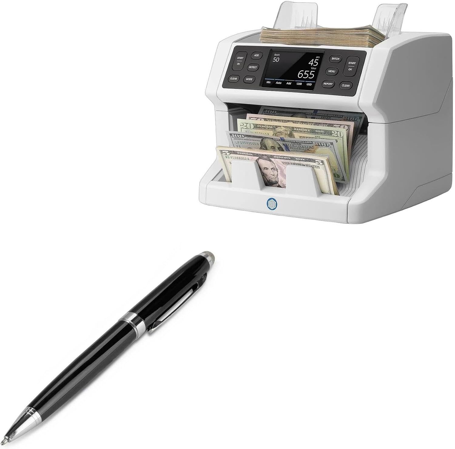 BoxWave Stylus Pen Compatible with Safescan 2885-S - EverTouch Meritus Capacitive Styra, Capacitive Stylus with Rollerball Pen - Jet Black