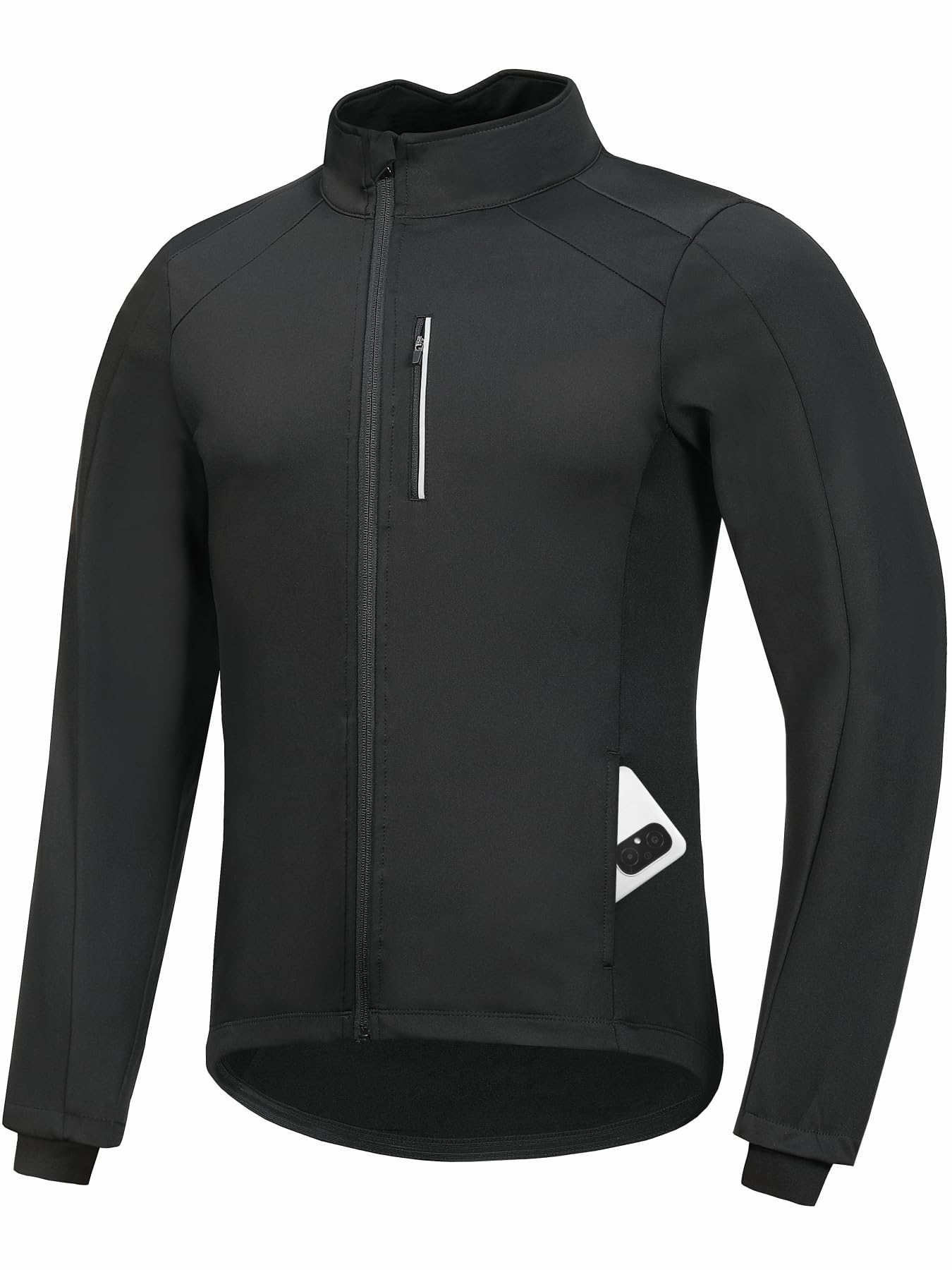 qualidyne Men's Winter Cycling Jacket Thermal Fleece Lined Windproof Softshell Warm Biking Running Hiking Coat with Pockets