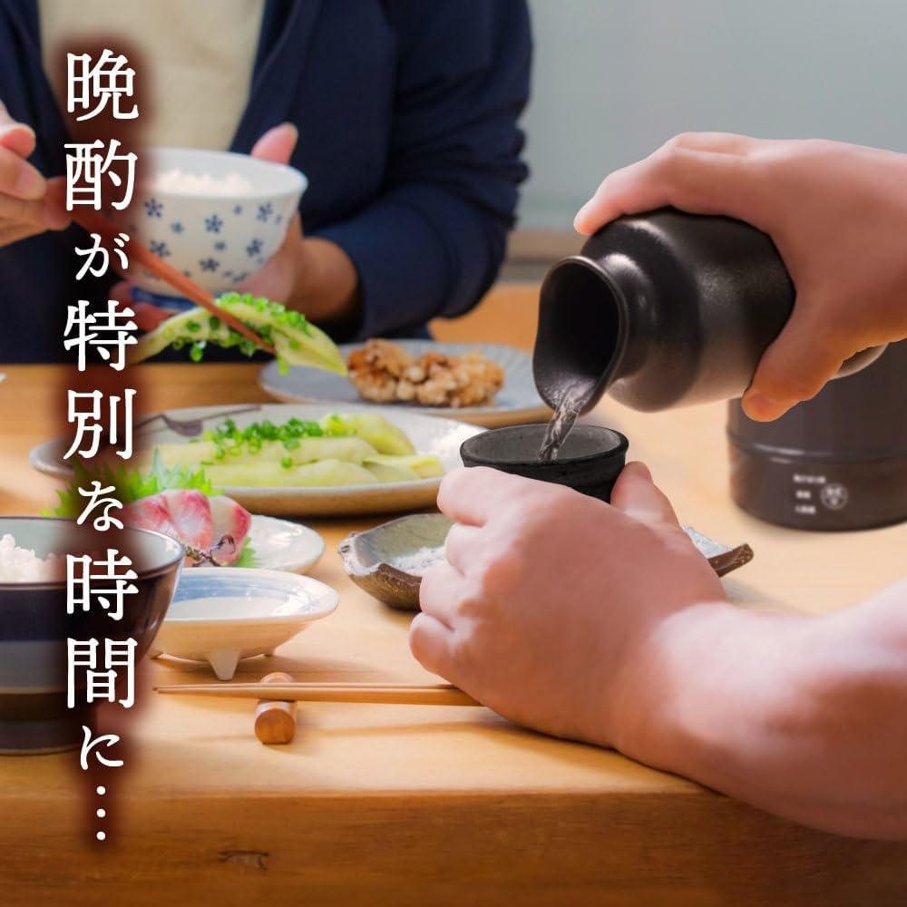 湯煎式酒燗器大燗板 ATKN25ABK 熱燗 人肌燗 飛び切り燗 日本酒 とっくり 徳利 タッチパネル 【溶融】 晩酌 黒
