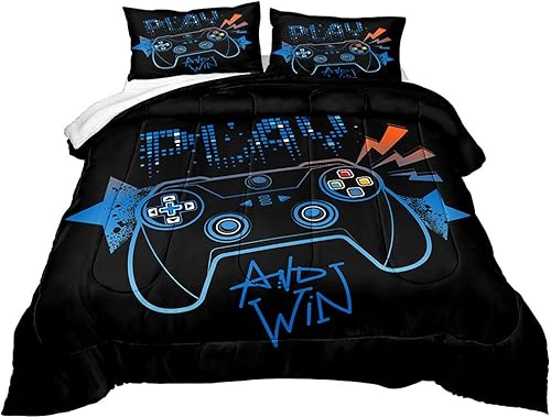 Edredón de juegos para niños y adolescentes, juego de ropa de cama de control de videojuegos para niños, edredón de plumón alternativo para toda la