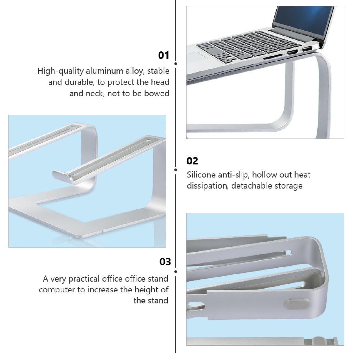 NUOBESTY Soporte para Portátil de Aleación de Aluminio Soporte Antideslizante para Tableta Resistente para Portátil para Trabajo o Estudio Casa