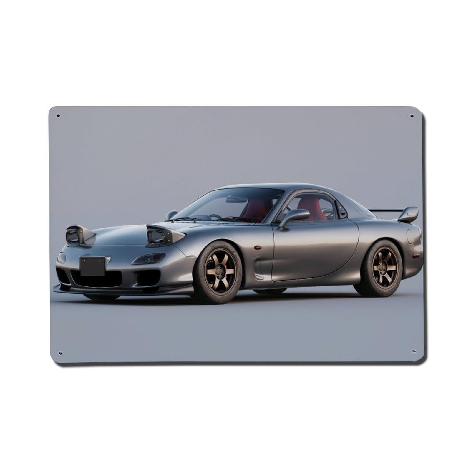 JDM Car Gray RX-7 FD3S Vintage Sport Car Metal Tin Sign Plaque Wall Decor for Cafe, Club, Garden Metal Poster 8x12Inch