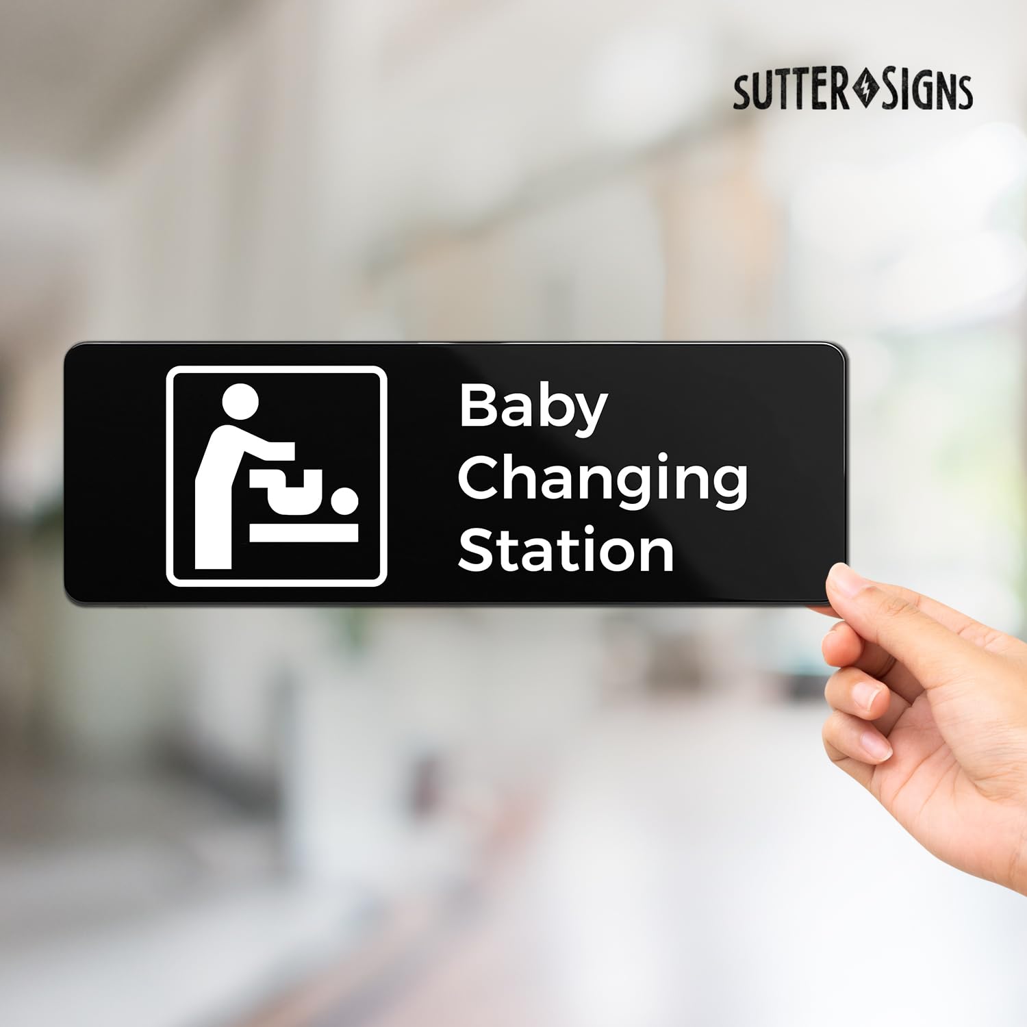 Baby Changing Station Sign, Durable ABS Plastic with Full Adhesive