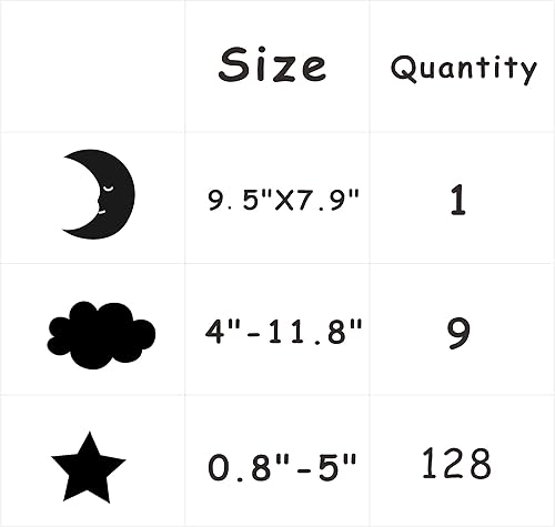 Miniatura 4 de Calcomanías de pared de luna creciente, estrellas y nubes, calcomanías de pared de luna y estrellas, cielo estrellado, decoración de sala de juegos,