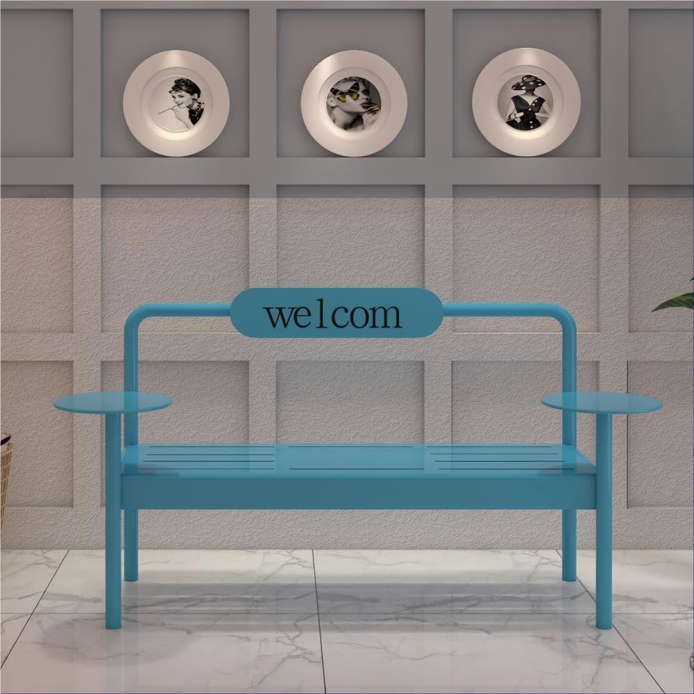Benches, Outdoor Park Gym Rest Benches, Wrought Iron Chairs for Mall Café Seating(Orange)