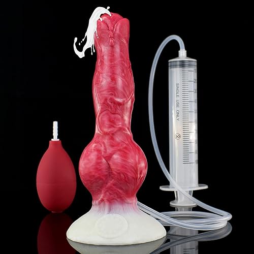 Qglust Realistic Horse Dildo Knot Dildo Dildo with Splash Function, Men's Sex Toys, Extreme Sex Toy for Women, Waterproof - Flame Colour