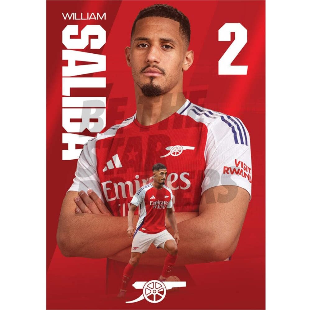 Arsenal FC Saliba 24/25 Action Poster Unframed A4
