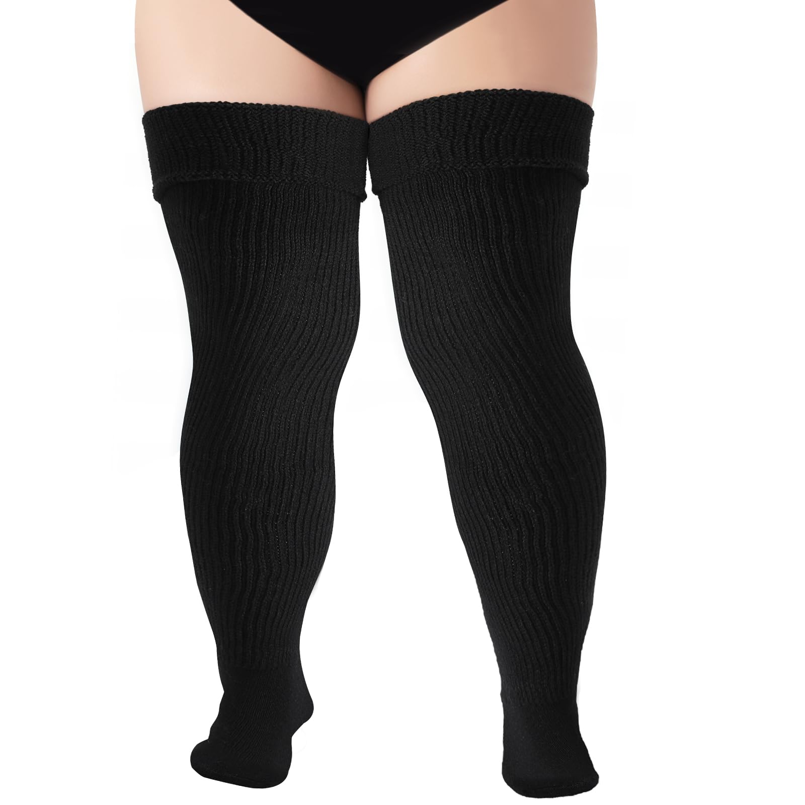 Tavaleu Plus Size Thigh High Socks for Thick Thighs - Womens Extra Long & Thick Over the Knee Knit High Socks Leg Warmers