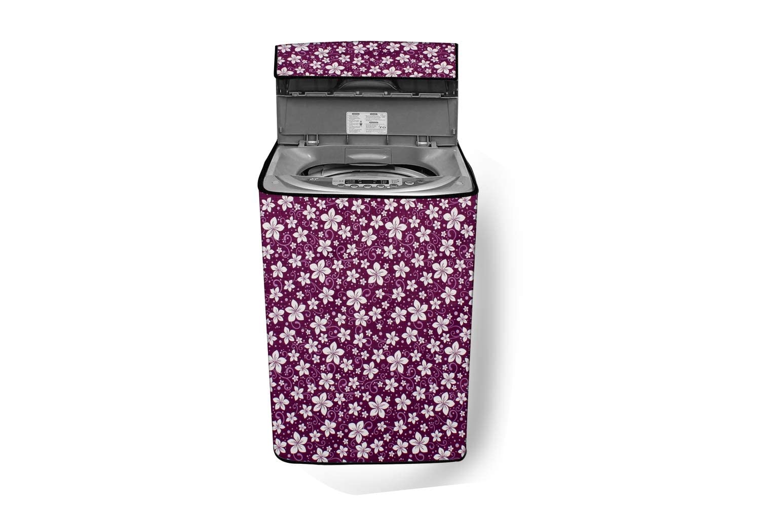 Polyester Top Load Washing Machine Cover Suitable For LG 6 Kg, 6.2 Kg, 6.5 Kg, 7 Kg (58 X 58 X 88 Cm) | Waterproof & Dust-Proof Top Loading Fully Automatic , Floral Pink