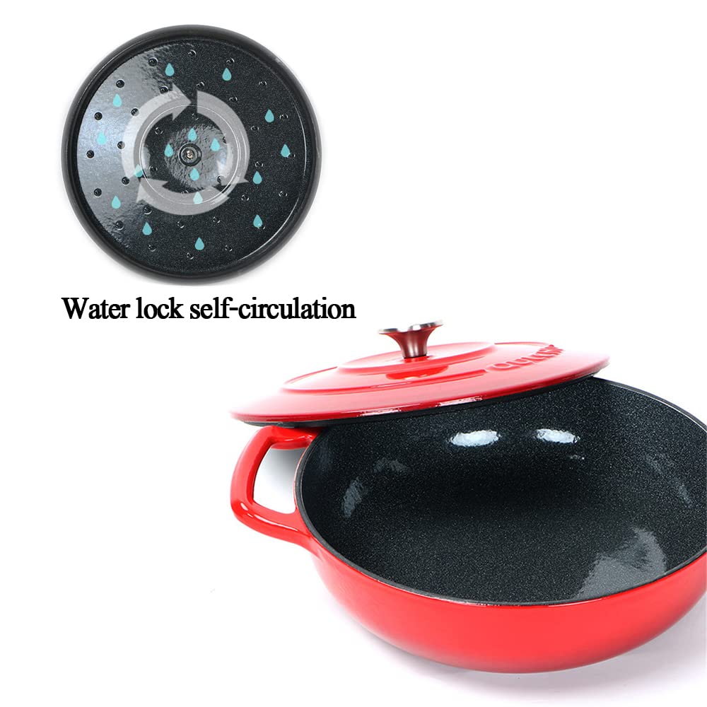 Cacerola/Cocotte de Hierro Fundido, Cacerola Baja De Hierro Fundido, Cocotte con Tapa, Redonda, Ø 26 Cm, 3,3 L, para Todas Las Fuentes De Calor, Incl. Inducción