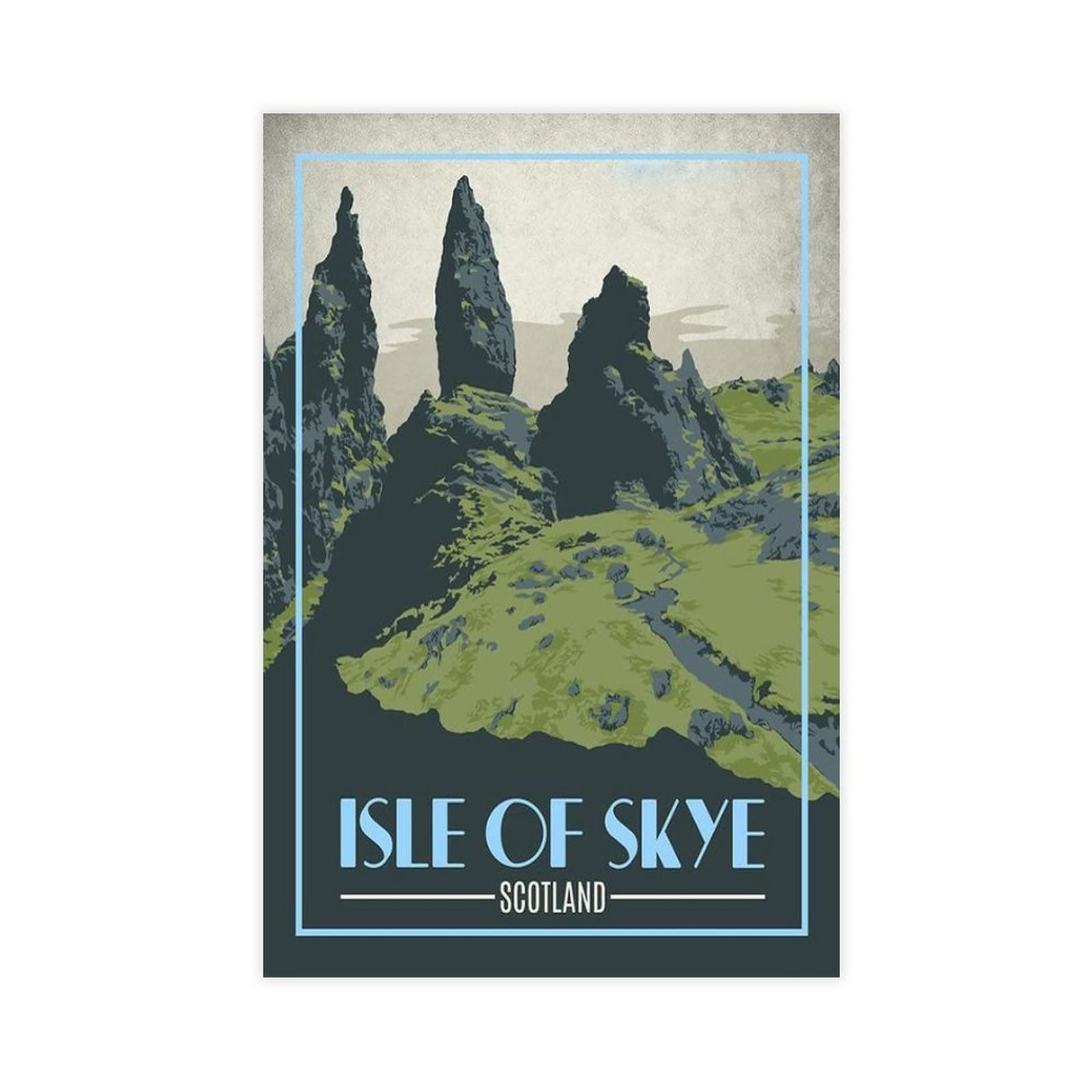 KKPL Isle Of Skye Scotland Vintage Travel Canvas Poster Wall Art Decor Print Picture Paintings for Living Room Bedroom Decoration Unframe: 24x36inch(60x90cm)