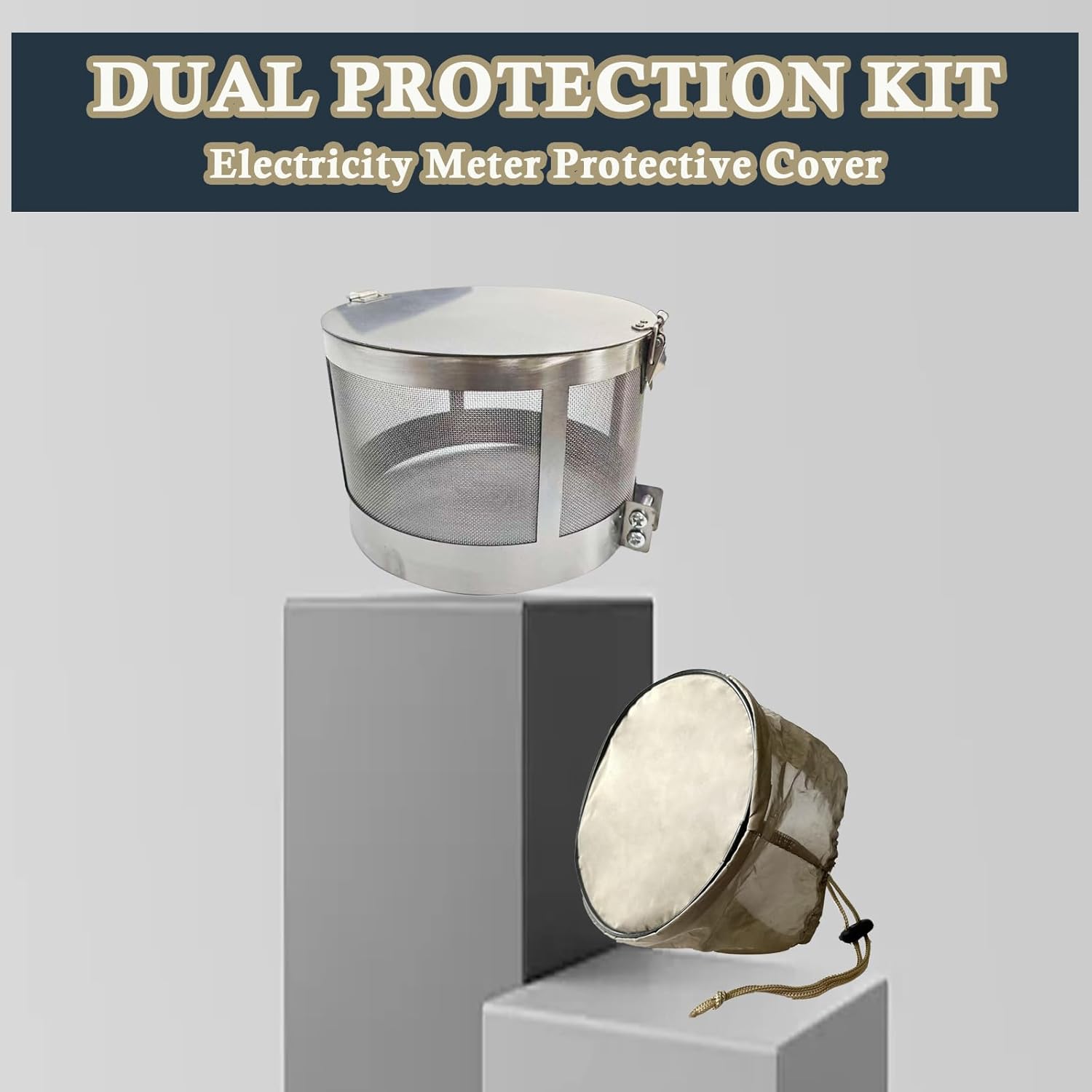 Stainless Steel 304 Smart Meter Cover and Fabric WiFi Blocker Faraday Cage E mf Blocker for Home EMP Protection R F-R adiation Shield Guard Faraday Box Large E M F Protection