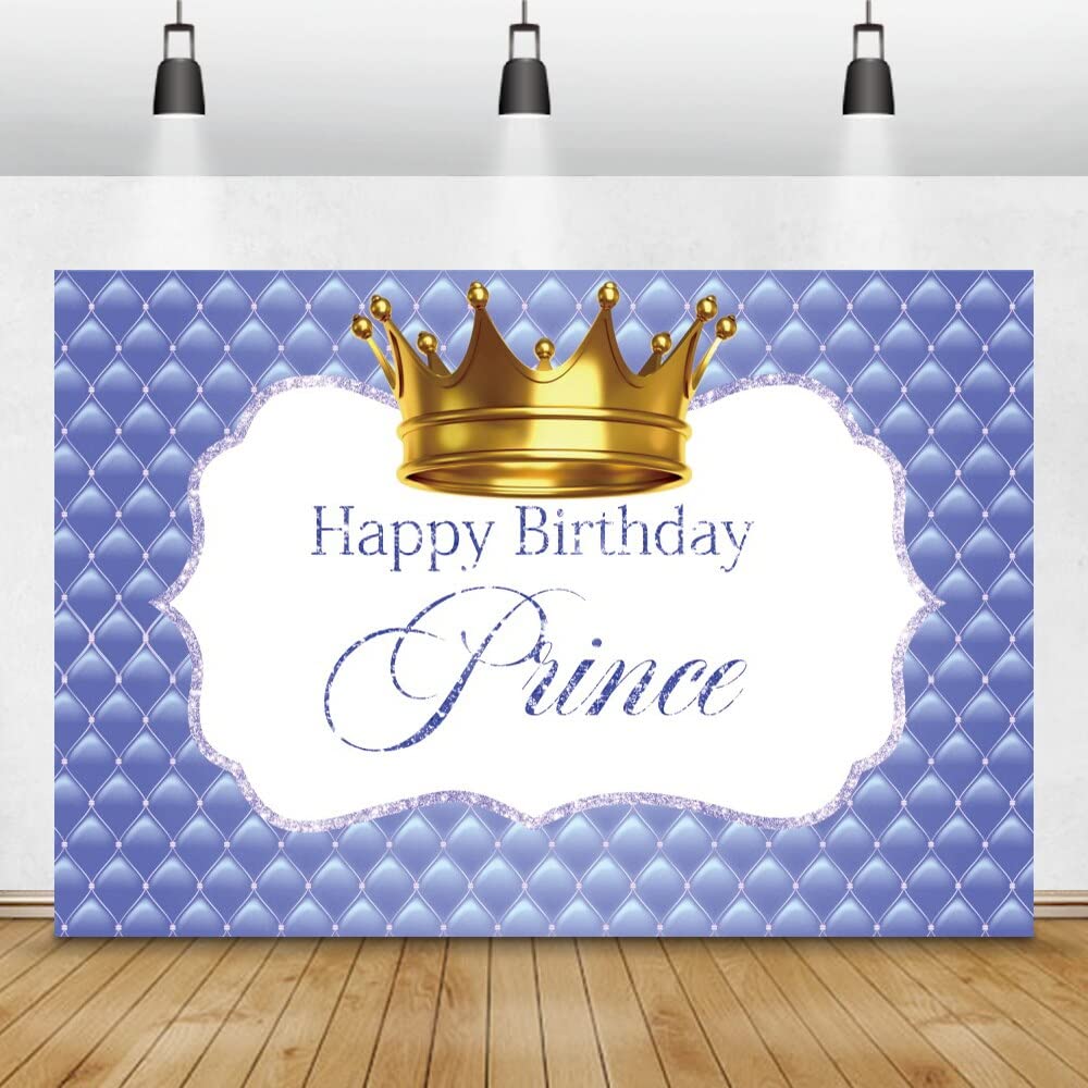 Książę 'Happy Birthday' zagłówek tekstura tło złota korona baby shower portret niestandardowy plakat tło fotograficzne 350 x 230 cm
