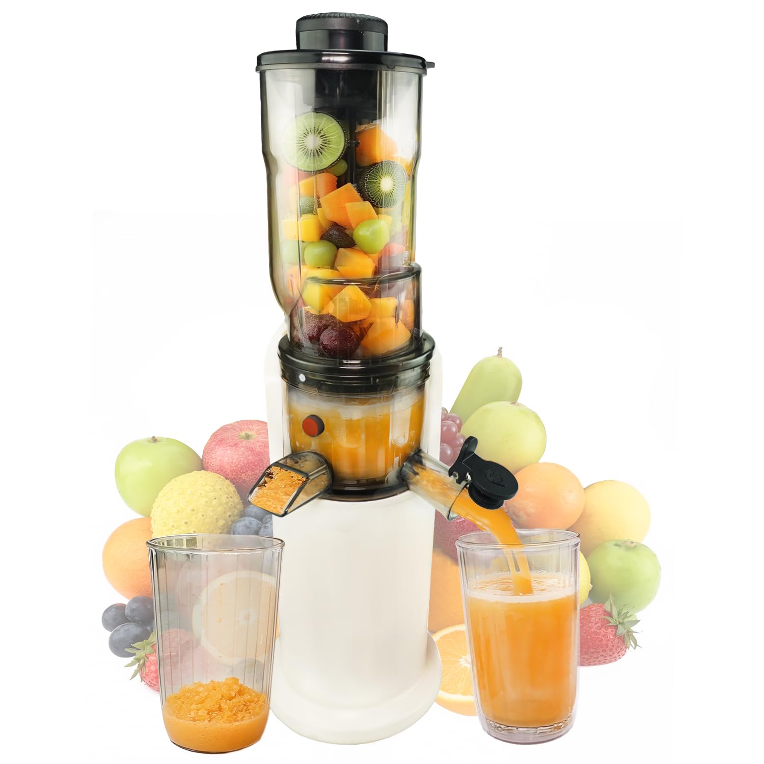 Cold Press Juicer 3 1 Inch Juicer Machines 150W Masticating Slow Juicer Juice Machine for Vegetables and Fruits