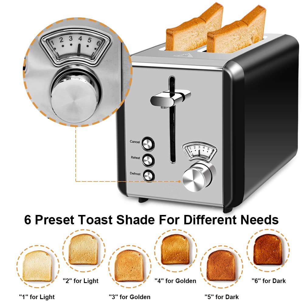 Mic Toaster Slice Wide Slot Browning Settings Polished