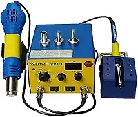 Estação de Solda Retrabalho Ar Quente Yaxun 881D Yx-881d 220V 2 Em 1 Digital Amarelo Smd Soprador