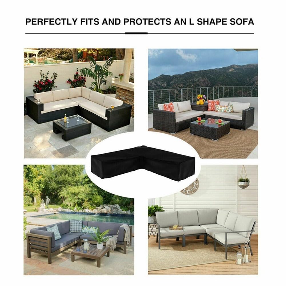 Funda Oxford 210D impermeable para muebles de jardín para sofá esquinero en forma de V con protección UV y revestimiento plateado