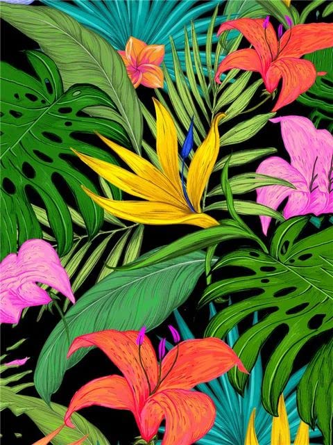 Pictures by Number Tree and Flower Handpainted Kits Drawing Canvas Coloring Oil Painting Scenery Hand Home Decoration AX10 40x50cm no Frame